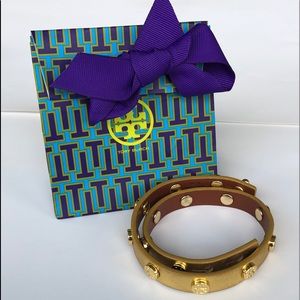 Tory Burch Double Wrap Leather Bracelet